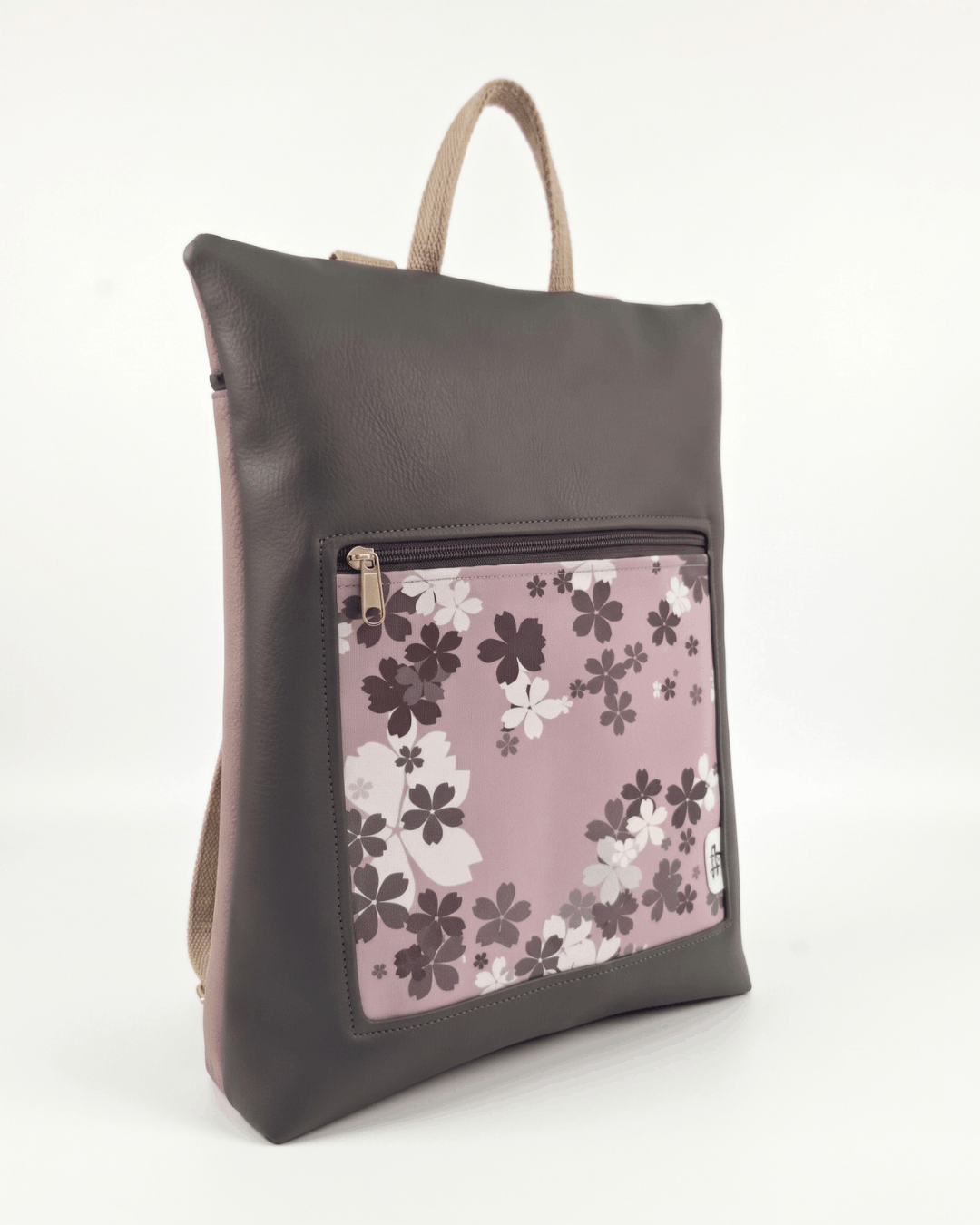 Mochila Antirrobo FLORECER | Gris Marengo y Rosa Empolvado cristina-alba-mochila-mujer-antirrobo-109